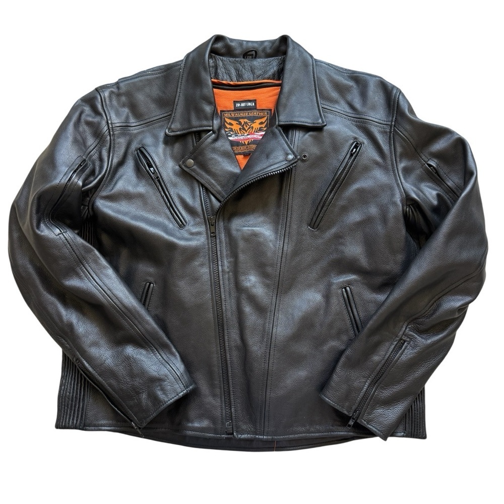 Milwaukee Leather Men’s XXL Black Motorcycle Jacket Zip-Out Liner Biker Riding